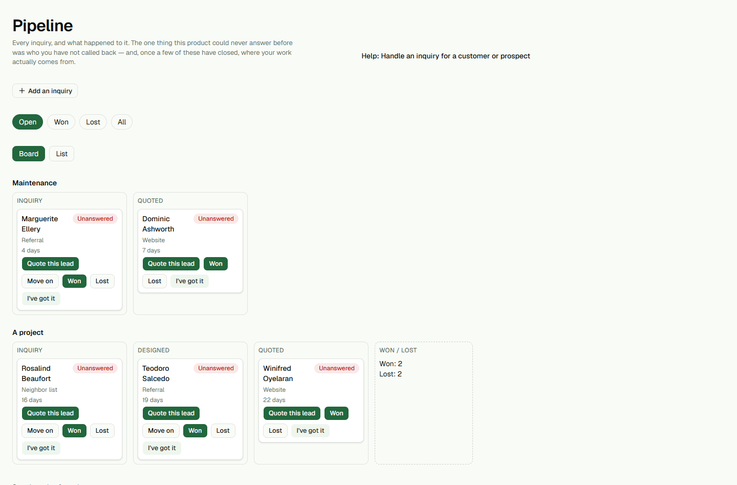 Screenshot: Capture the lead and visit.